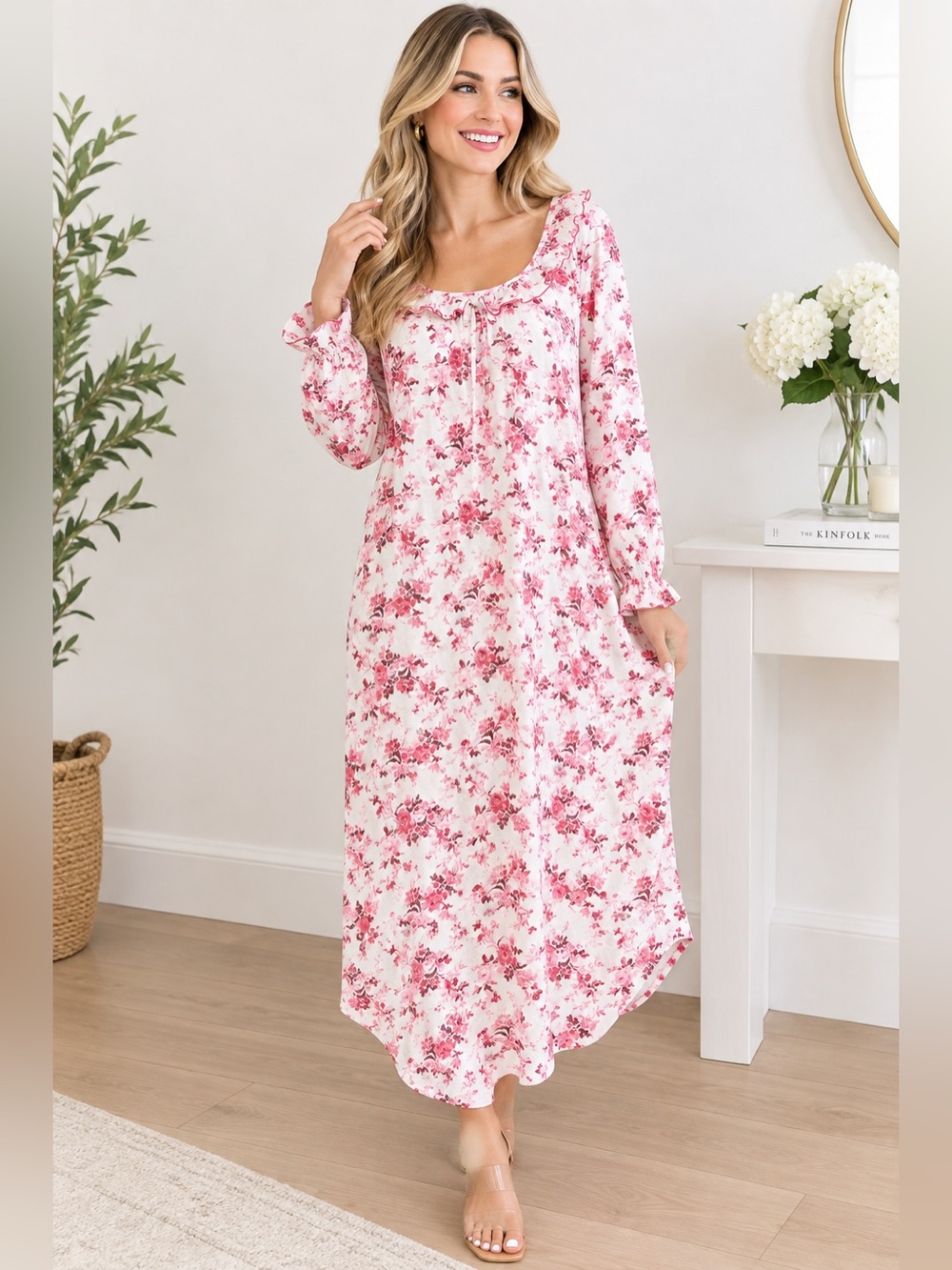 Charter Club women’s Pink Floral Long Sleeve Nightgown size XXL 52% cotton NWT